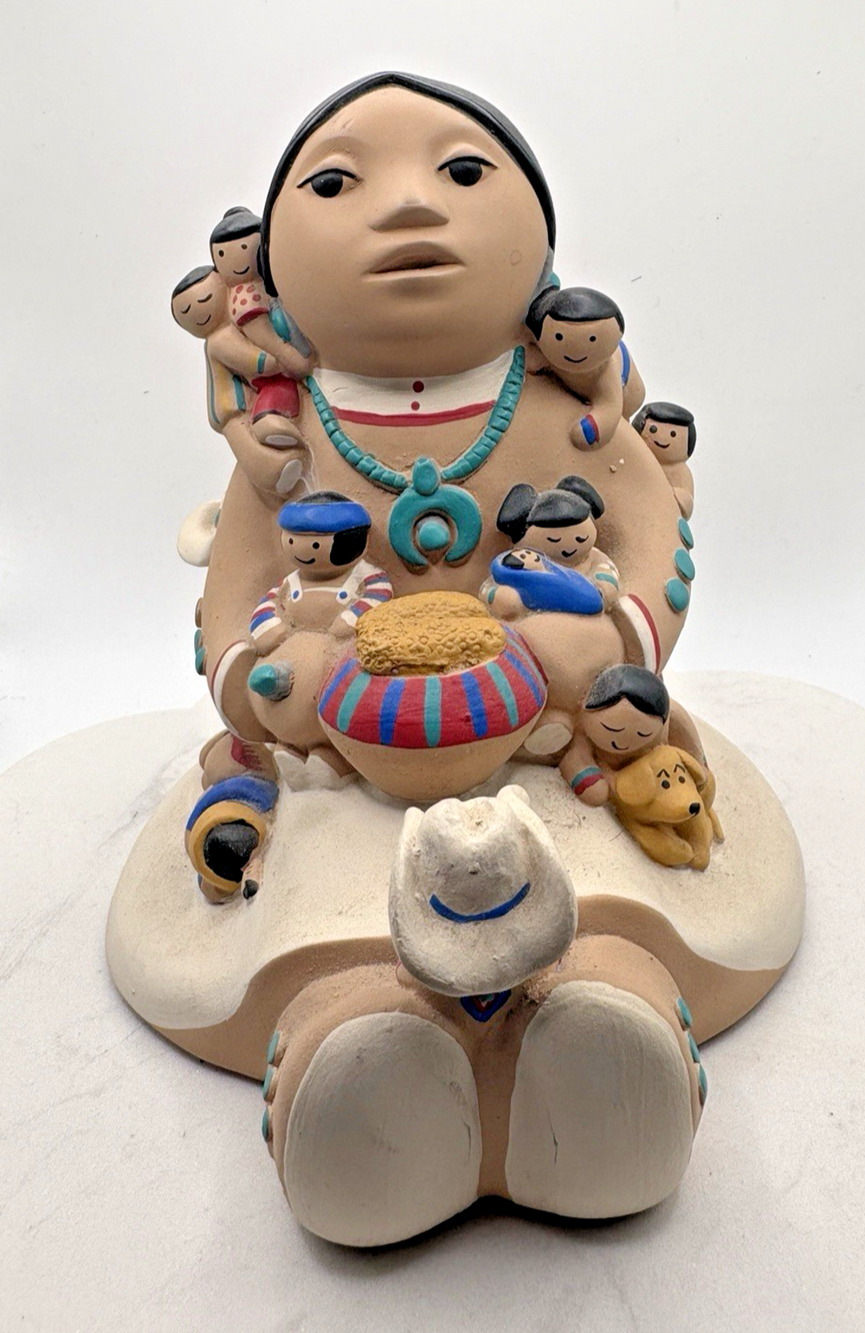Navajo Storyteller Pottery Cleo Teissedre Native American Art 1990 Handmade Vtg